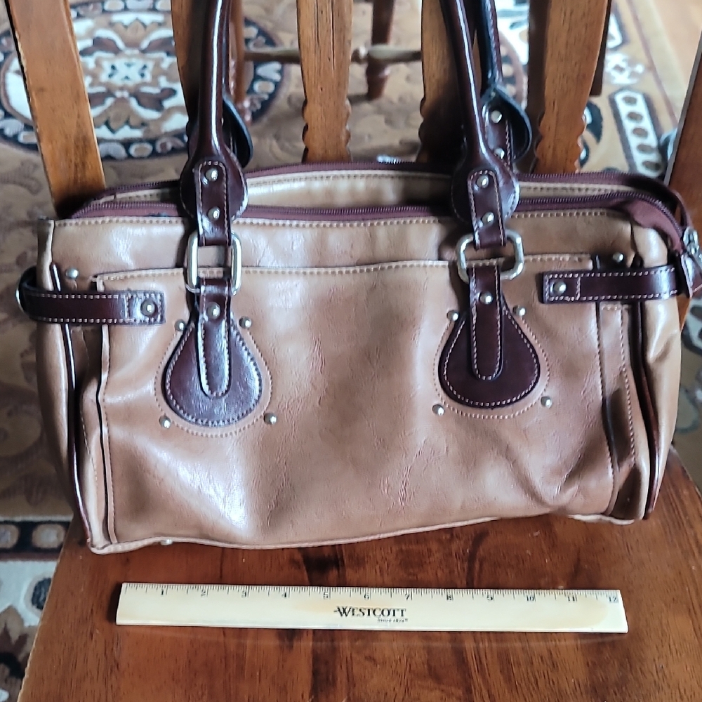 Rina Rich Brown Leather Shoulder Bag